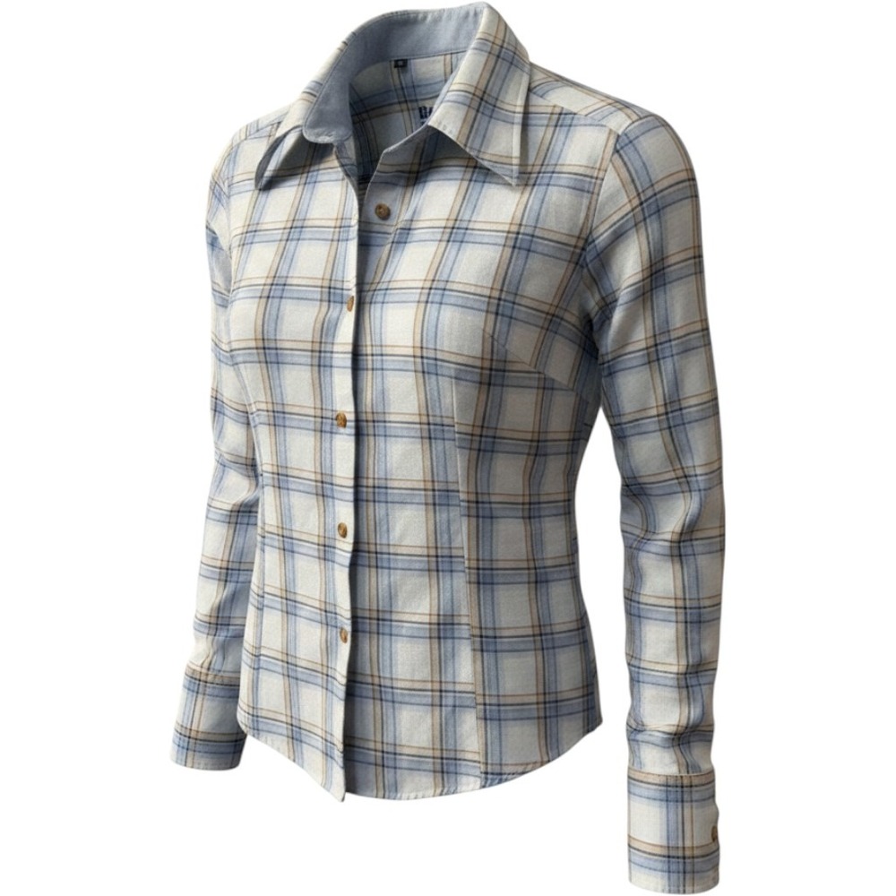 Barbour Womens Plaid Button Down Shirt Blue Cotton Size 8 Preppy Old Money